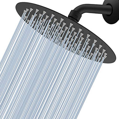 Voolan High Pressure Rain Shower Head - Rainfall Shower head Made of All Metal Stainless Steel - Comfortable Shower Experience Even at Low Water Flow (8 Inch, Black) - color: Matte Black, size: 8 Inch