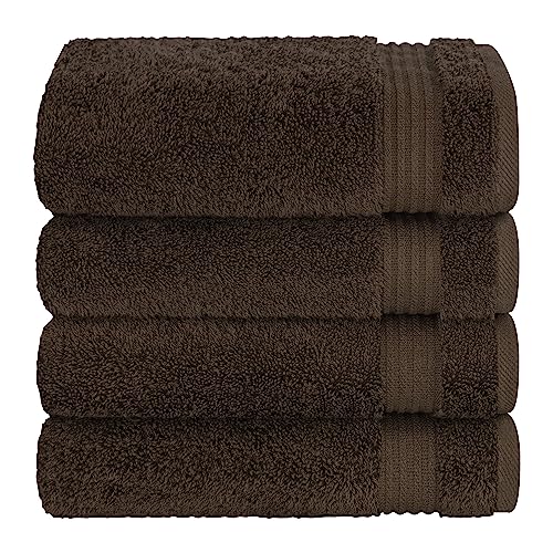 Cotton Paradise 100% Cotton Turkish Towel Set, Soft Absorbent Quick Dry, 4 Piece Hand Towel Set, Chocolate Brown - color: Chocolate Brown, size: 16"x28"