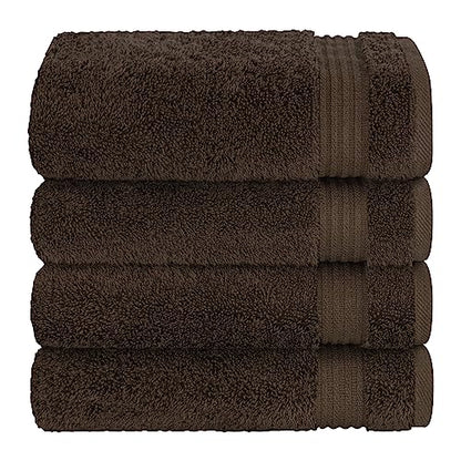 Cotton Paradise 100% Cotton Turkish Towel Set, Soft Absorbent Quick Dry, 4 Piece Hand Towel Set, Chocolate Brown - color: Chocolate Brown, size: 16"x28"