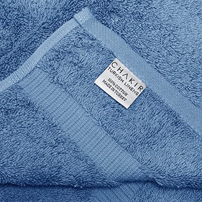 Chakir Turkish Linens 4 Piece Hand Towels, 100% Cotton Turkish Towels for Bathroom, Luxury Soft Absorbent Hand Towel Set, 16 x 30 Inches, Wedgewood - color: Wedgewood