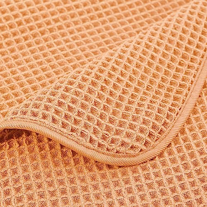 POLYTE 430 GSM Poly Blend Microfiber Quick Dry Waffle Bath Towel, 30x60 in | 4 Pack, Oversize, Lint Free, Body Towel - color: Orange
