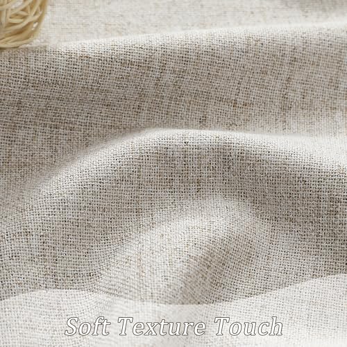 RAIN CITY Beige Blackout Linen Curtains 63 Inches Long 2 Panels W50 x L63 | Back Tab Rod Pocket Linen Burlap Textured Rustic Boho Light Blocking Room Darkening Curtains for Bedroom Nursery - color: Beige, size: 50"W x 63"L (Pack of 2)