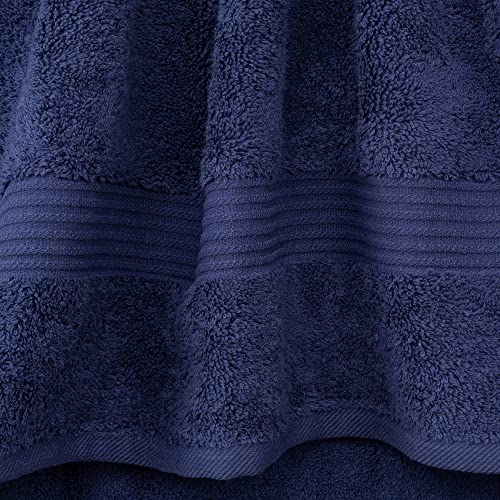 Cotton Paradise 100% Cotton Turkish Towel Set, Soft Absorbent Quick Dry, 6 Piece Towel Set, Navy Blue - color: Navy Blue, size: (27"x54") +( 16"x28") + (13"x13")