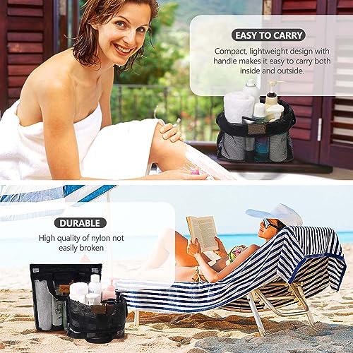 Hommtina 1 Pcs Shower Mesh Caddy Bag Quick Dry Hanging Toiletry and Bath Organizer for Travel and Swimming with Zipper (Black) - color: Black