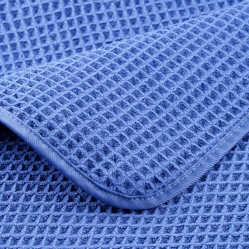 POLYTE 430 GSM Microfiber Quick Dry Lint Free Bath Sheet, 70 x 35 in, Set of 2 (Waffle Weave) - color: Royal Blue, size: 35 x 70 in