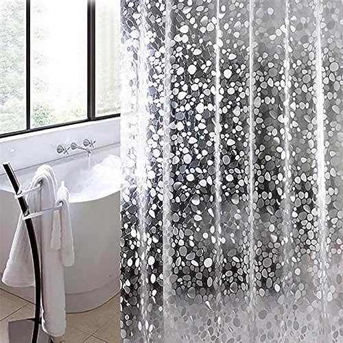 EVA Clear Shower Curtain Liner, 3D Water Cube 5G Shower Liners with 12 Rustproof Metal Grommets and Weighted Magnets, Waterproof Duty for Bathroom 72 x 72 - color: Clear Stone