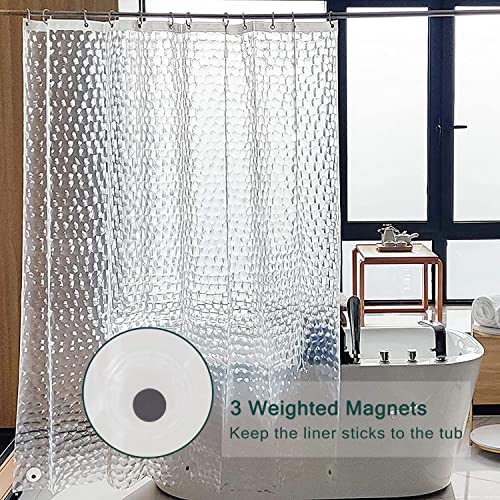EVA Clear Shower Curtain Liner, 3D Water Cube 5G Shower Liners with 12 Rustproof Metal Grommets and Weighted Magnets, Waterproof Duty for Bathroom 72 x 72 - color: Cube-clear