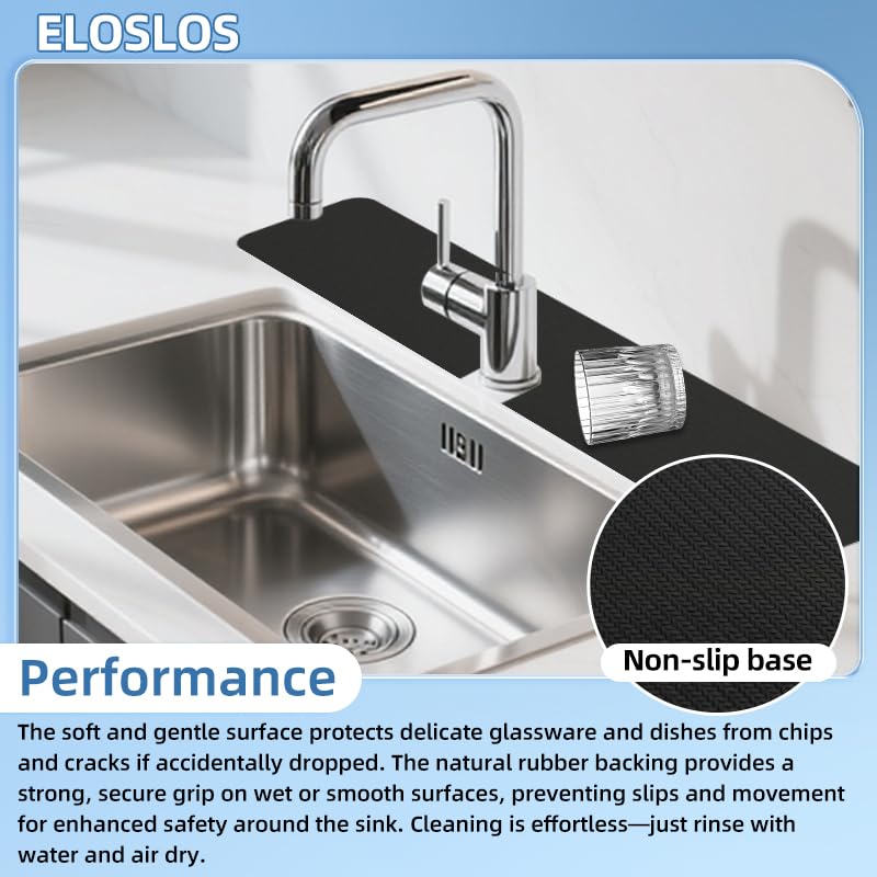 2PCS 30″x5.5″ Customizable Sink Faucet Mat 2&3 Hole Kitchen Sinks, Black | DIY Cut for Oval/Rectangle/Square Faucets, Extra Long Coverage, For Splashes & Drips - style: 2 Pcs Black