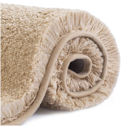 VANZAVANZU Bath Mats Non Slip Ultra Soft Absorbant Microfiber Fluffy Thick Bathroom Rugs Machine Washable (20"x32", Beige) - color: Beige, size: 20"x32"
