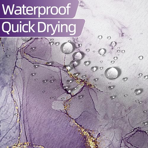 Purple Marble Stall Waterproof Shower Curtain 36x72 inches | RV Small Shower Curtain Set for Bathroom, Abstract Modern, Machine Washable, Easy to Install with Hooks, Lavender Ombre - color: Purple, size: 36"W x 72"L (Pack of 1)