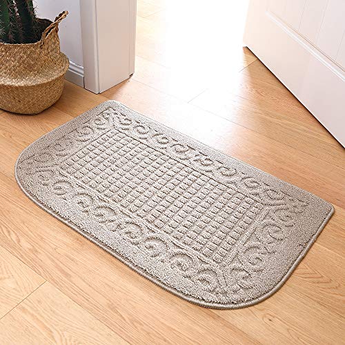 COSYHOMER 32x20 Half Round Kitchen Rug,Non Slip Washable Mat,Beige 1PC | Polypropylene tufted textile,small half circle rug,kitchen sink mat,Kitchen floor mat - color: Beige, size: 1'8" x 2'8" (Semicircular)