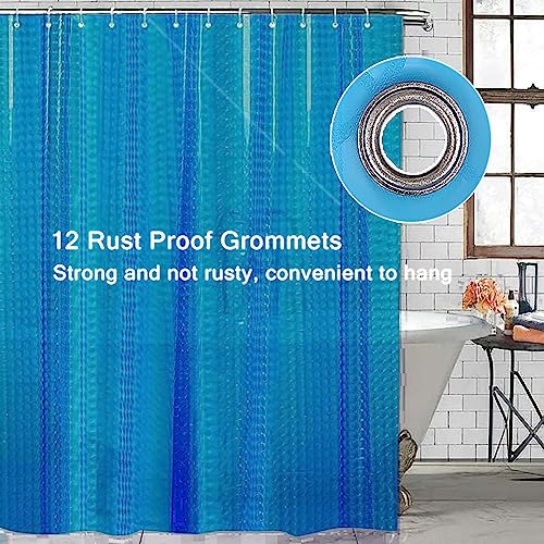 EVA Blue Shower Curtain Liner, 3D Plastic 5G Shower Liner with 12 Rustproof Metal Grommets and Weighted Magnets, Waterproof Duty for Bathroom 72 x 72 - color: Square-blue