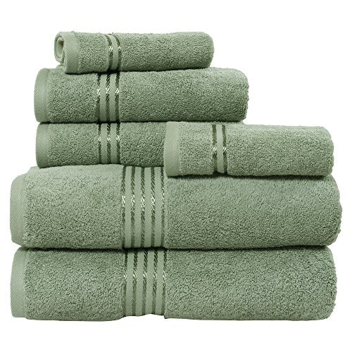 Bedford Home 100% Cotton Hotel 6 Piece Towel Set - Green - color: Green