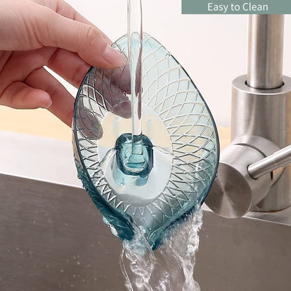 4 Pack Transparent Soap Dish Holder Bar Soap Holder Self Draining for Shower Leaf Shape Soap Holder Sponge Container with Enlarged Sucker Self-Draining to Keep Soap Dry (2Blue+ 2Grey) - color: 2blue+2grey