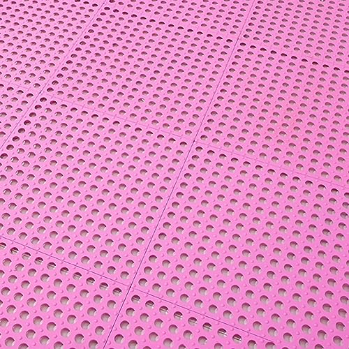 Tyenaza 10Pcs Bath Tub Shower Mat, Suction Cup Floor Mats Anti Slip Plastic Mosaic Bath Mat Tub Bathroom Mats for Kitchen Bathroom (Pink) - color: Pink