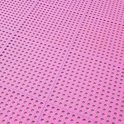 Tyenaza 10Pcs Bath Tub Shower Mat, Suction Cup Floor Mats Anti Slip Plastic Mosaic Bath Mat Tub Bathroom Mats for Kitchen Bathroom (Pink) - color: Pink