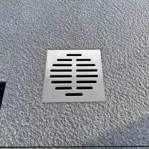 2PCS Square Shower Drain Cover, 5Inch Stainless Steel Bathroom Hair Catcher for Shower, Flat Floor Drain Cover for Bathroom, Kitchen