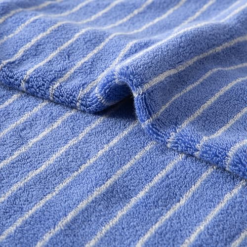 Blue Striped Hand Towels, Bathroom Hand Towel Set of 6, 13" By 29" - 100% Cotton | Quick Dry | Absorbent | Light Weight, Soft Face Towel for Showering & Guest, Luxury Towel Gift - color: Blue