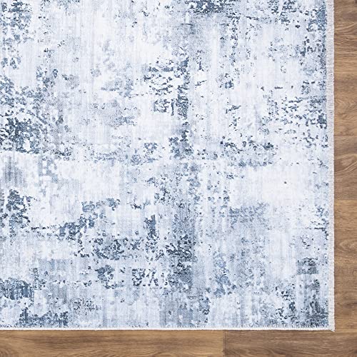 Bloom Rugs Washable Non-Slip 2x3 Rug - Blue/Gray Modern Abstract Area Rug for Living Room, Bedroom, Dining Room, and Kitchen - Exact Size: 2' x 3' - color: Blue / Gray, size: 2' x 3' (Rectangular)