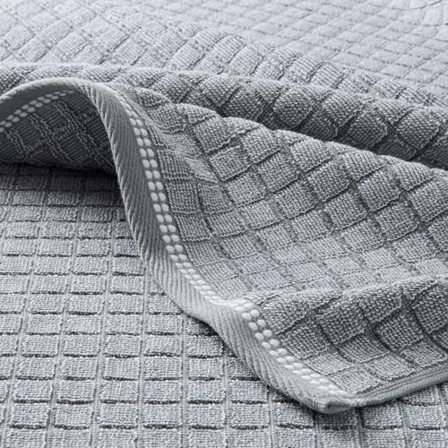 Town & Country Everyday 4-Piece Textured Windowpane Hand Towel Set, 20x30-Inch, 100% Cotton, Plush & Absorbent 550GSM, Grey - color: Grey