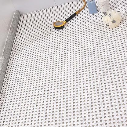 Tyenaza 10Pcs Bath Tub Shower Mat, Suction Cup Floor Mats Anti Slip Plastic Mosaic Bath Mat Tub Bathroom Mats for Kitchen Bathroom (White) - color: White