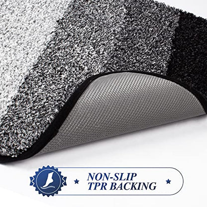 Walensee Contour Rug (20 x 24, Ombre Black) - Non Slip, Water Absorbent, Soft Microfiber Shaggy Bath Mat, Machine Washable, U Shape Toilet Rug - color: Ombre Black, size: 20" x 24" Contour