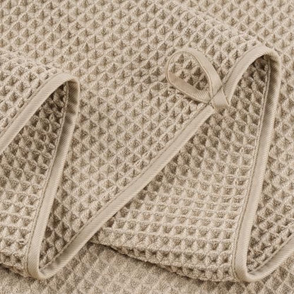 POLYTE 430 GSM Poly Blend Microfiber Waffle Bath Sheet XL Set, 35x70 in | 2 Pack, Oversize, Lint Free, Quick Dry - color: Beige, size: X Large