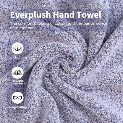 Everplush 4-Piece Premium Hand Towel Sets: Super-Soft, Highly Absorbent & Quick Drying Bathroom Towels – Versatile for Hotel, Bathroom, Shower, Spa, 16x30 Inches (Dusk, 16" x 30") - color: Dusk