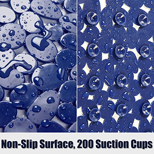 SONGZIMING Bathtub Mat Non Slip Pebble Bath Shower Mat with Drain Holes, Suction Cups Mat for Tub 16" W x 35" L, Navy Blue - color: Navy Blue