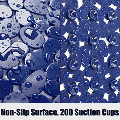 SONGZIMING Bathtub Mat Non Slip Pebble Bath Shower Mat with Drain Holes, Suction Cups Mat for Tub 16" W x 35" L, Navy Blue - color: Navy Blue