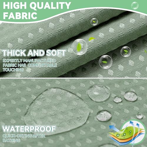 Conbo Mio No Hook Sage Green Waffle Weave Shower Curtain with Snap in Liner Set, Hotel Luxury Shower Curtains for Bathroom with See Through Top Window, Waterproof, Washable 71W x 74H - color: Sage Green Style, size: 71"W x 74"L (Pack of 1)