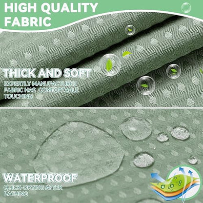 Conbo Mio No Hook Sage Green Waffle Weave Shower Curtain with Snap in Liner Set, Hotel Luxury Shower Curtains for Bathroom with See Through Top Window, Waterproof, Washable 71W x 74H - color: Sage Green Style, size: 71"W x 74"L (Pack of 1)