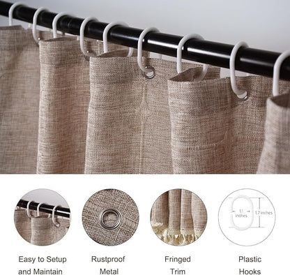 Farmhouse Brown Shower Curtain - Boho Modern Linen Fabric Shower Curtains for Bathroom, Chic Cute Wrinkle Free Thick Bathroom Curtain Set with Tassel - Bohemian Cloth Shower Curtain Long 71x79, Tan - color: Taupe, size: 71"W x 79"L (Pack of 1)