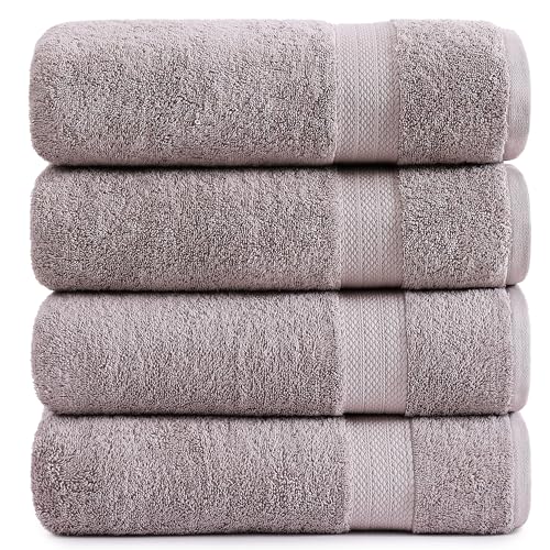 LANE LINEN Bath Sheets Quick Dry 100% Cotton 4 Pack Oversized - Platinum | Hotel Bath Sheets - Oversized & Roomy, Lightweight & Breathable, Fade-Resistant Color, Classic Terry Weave, Densely Woven - color: 05: Platinum, size: 4 Piece Bath Sheets