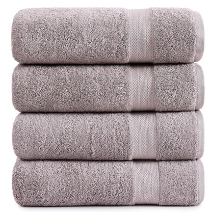 LANE LINEN Bath Sheets Quick Dry 100% Cotton 4 Pack Oversized - Platinum | Hotel Bath Sheets - Oversized & Roomy, Lightweight & Breathable, Fade-Resistant Color, Classic Terry Weave, Densely Woven - color: 05: Platinum, size: 4 Piece Bath Sheets