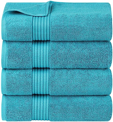 Utopia Towels Luxurious Bath Towels Set, 27x54 in, 4 Pack, Soft, Turquoise | Soft Luxurious Ring Spun Cotton Bath Towels - Lightweight, Highly Absorbent, Quick-Drying, Ideal for Daily Use - color: Turquoise