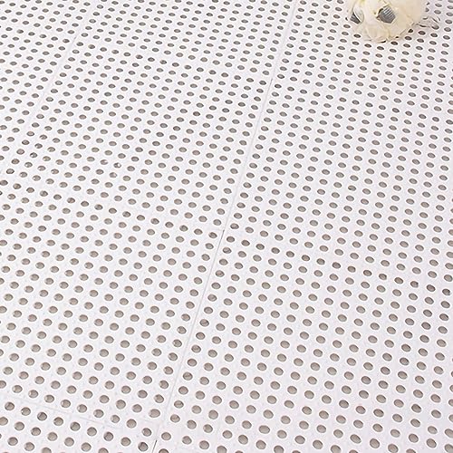Tyenaza 10Pcs Bath Tub Shower Mat, Suction Cup Floor Mats Anti Slip Plastic Mosaic Bath Mat Tub Bathroom Mats for Kitchen Bathroom (White) - color: White