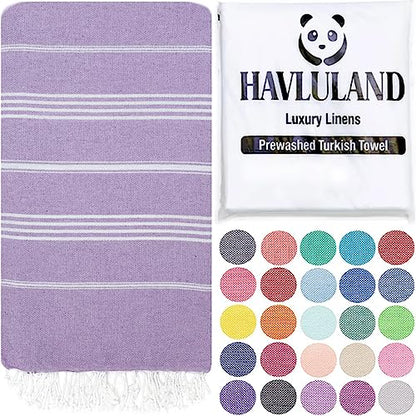 Turkish Beach Towel, Oversized 40" x 72", 100% Cotton - Lilac | Quick Dry, Sand Resistant, Reversible, Machine Washable, Lightweight Peshtemal Towel for Beach, Pool, Travel & Spa - color: Lilac
