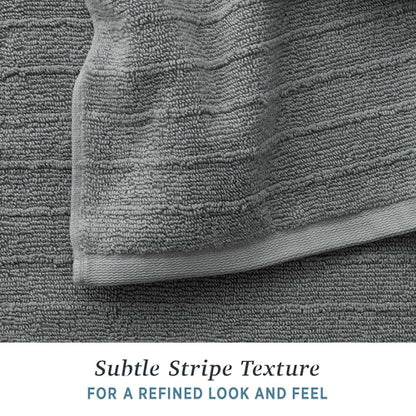 Welhome James 100% Cotton Textured Stripe 4 Pack Bath Towels - Soft & Absorbent Bath Towel Set, Gray - color: Gray, size: 4 Piece Bath Towel