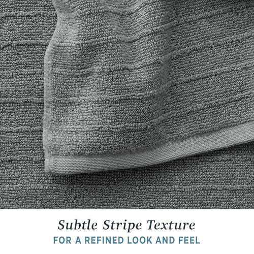 Welhome James 100% Cotton 6 Pack Hand Towels - Textured Stripe Towels, Soft & Absorbent, Gray - color: Gray, size: 6 Piece Hand Towel