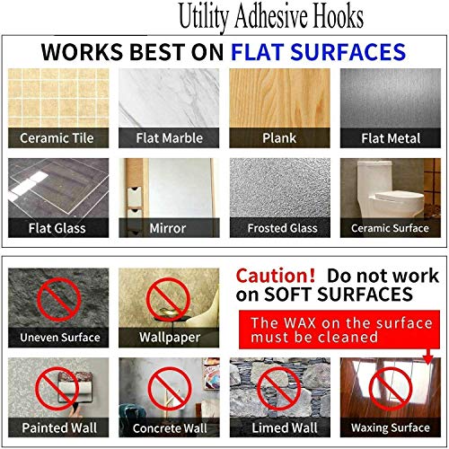 24 Pack Adhesive Wall Hooks 33LB Heavy Duty No Drill Clear Sticky Hooks | Transparent, Waterproof, Self Adhesive, 33lbs Max Load No Damage, For Keys, Bathroom, Shower, Outdoor, Kitchen, Door - size: 24 Pack