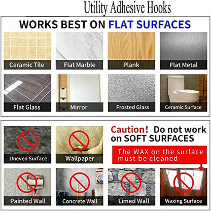 24 Pack Adhesive Wall Hooks 33LB Heavy Duty No Drill Clear Sticky Hooks | Transparent, Waterproof, Self Adhesive, 33lbs Max Load No Damage, For Keys, Bathroom, Shower, Outdoor, Kitchen, Door - size: 24 Pack
