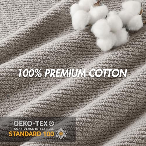Madison Park 100% Zero Twist Cotton 4 Piece Bathroom Bath Towels, Grey | 30" x 56" Large Shower Towels, 500 GSM Diagonal Ribbed, Soft, Quick Dry, Highly Absorbent, Durable, Modern, OEKO TEX - color: Grey, size: 4 Piece Bath Towel Set