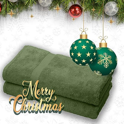 Bare Cotton Luxury Hotel & Spa Towel 100% Genuine Turkish Bath Sheets Dobby Border (Bath Sheets - Set of 2, Moss) - color: Moss, style: Bath Sheets - Set of 2