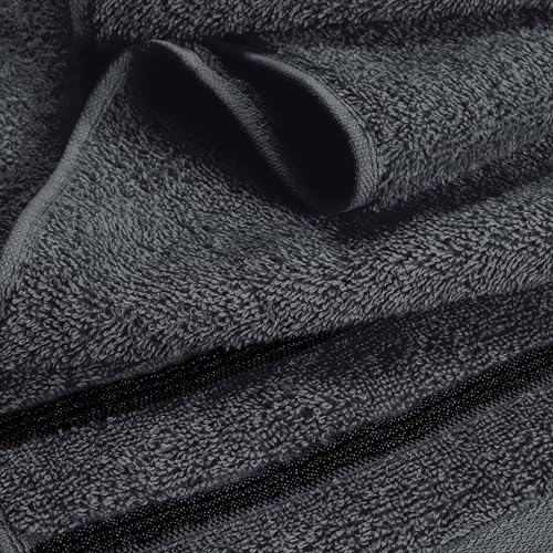 MyOwn Ultra Soft 6 Pack Cotton Towel Set, Contains 2 Bath Towels 28x55 inch, 2 Hand Towels 16x24 inch & 2 Wash Coths 12x12 inch, Ideal Everyday use, Compact & Lightweight - Charcoal Grey, 71659 - color: Charcoal Grey, size: 6-Piece Towel Set