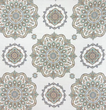Hotel Quality Fabric Bathroom Shower Curtain: Floral Damask - Blue, Green, Brown, Taupe and Creme (72 x 70 inches) - color: Kaleidoscope