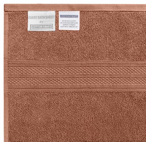 COTTON CRAFT Soft Giant Bath Sheet - 2 Pack 100% Cotton Mocha Bath Towel | Oversized Extra Large 35x70 inches Luxurious 600 GSM Super Soft Absorbent Quick Dry Bathroom Shower Hotel Spa Towel Sheet - color: Mocha - 2 Pack Bath Sheet
