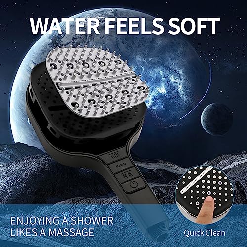 Handheld Shower Head with Extra Long Hose, 8 Setting Square Detachable Hand Held Spray with Upgrade Piano-Key Button & On Off Switch, 79" Long Stainless Steel Hose, Adjustable Bracket - Matte Black - color: Matte Black