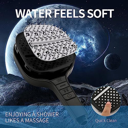 Handheld Shower Head with Extra Long Hose, 8 Setting Square Detachable Hand Held Spray with Upgrade Piano-Key Button & On Off Switch, 79" Long Stainless Steel Hose, Adjustable Bracket - Matte Black - color: Matte Black