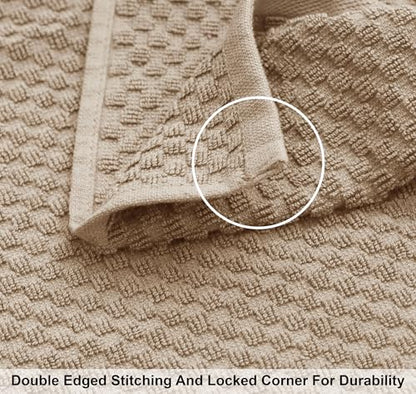 COTTON CRAFT Euro Spa Waffle Weave 6 Piece Towel Set - 100% Cotton - Linen | 2 Oversized Luxurious Large Bath Towels, 2 Hand Towels, 2 Washcloths - Soft Plush Super Absorbent Low Lint Quick Dry - color: Linen, size: 6 Piece Towel Set